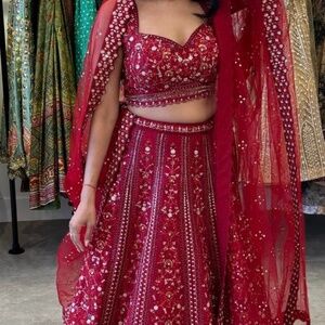 Indian Red Bridal Dress Lehenga Wedding Classic Modern